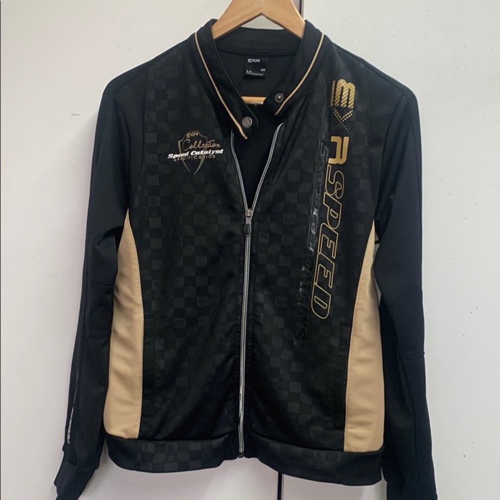Black and Gold Bomber Jacket with Textured Design
